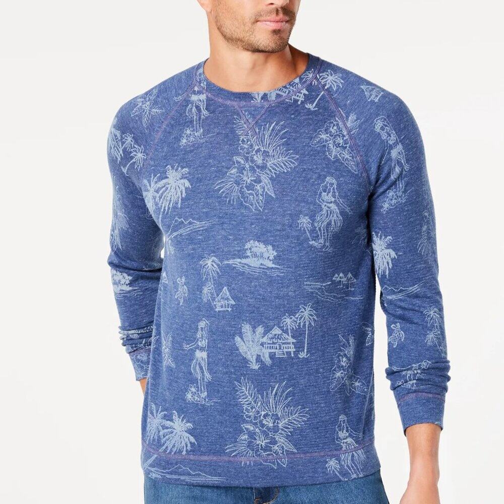 Tommy Bahama Hula Hut Classic Fit Tropical Hawaiian Crewneck Sweater Size L